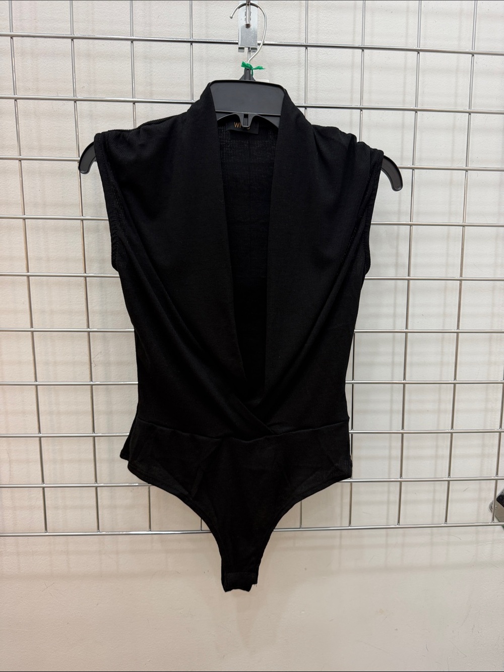 Sleeveless Black Drape-Front Bodysuit for Women